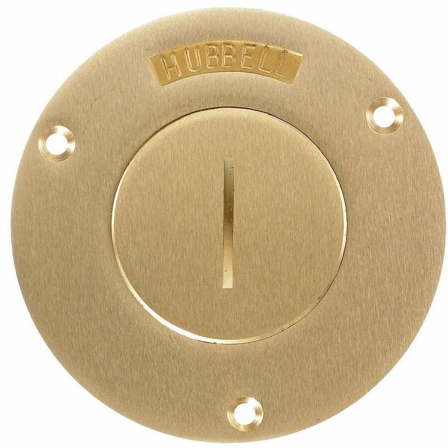Hubbell Wiring Device-Kellems 1-Gang Cover, Round, 2-1/8" Threaded Opening, Brass
