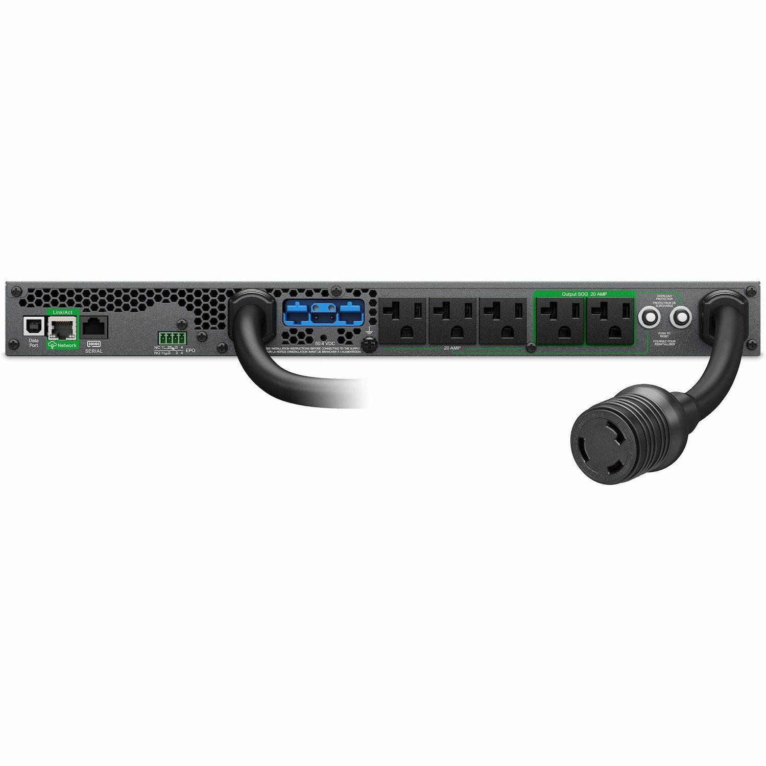 APC Smart-UPS Ultra On-Line, 2200VA, Lithium-ion, Rack/Tower 1U, 120V, 5x 5-20R, 1x L5-20R NEMA outlets, SmartConnect, Extended runtime, W/rail kit