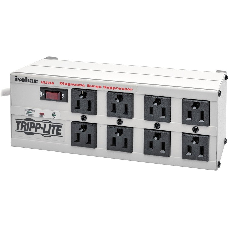 Eaton Tripp Lite Series Isobar 8-Outlet Surge Protector, 25 ft. Cord with Right-Angle Plug, 3840 Joules, Diagnostic LEDs, Metal Housing