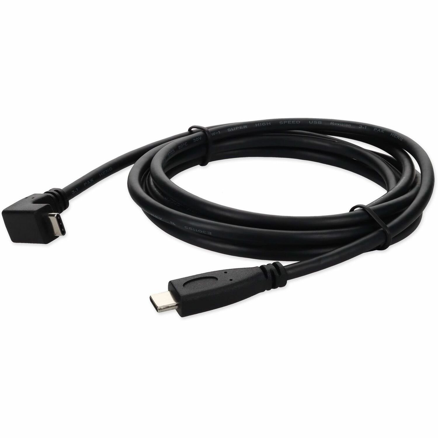 AddOn 6ft USB C 3.1 Male to USB C 3.1 Male Right Angled Black Cable