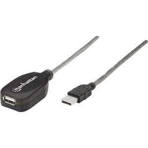 Manhattan Hi-Speed A Male/A Female USB Active Extension Cable, 16'