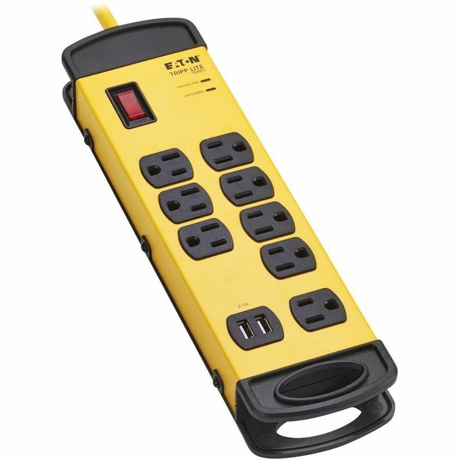 Eaton Tripp Lite Series 8-Outlet Industrial Safety Surge Protector - 2 USB-A Ports, 25 ft. Cord, 1960 Joules, Metal Housing