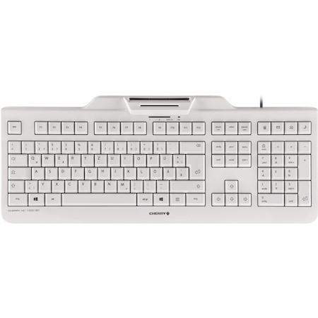 CHERRY KC 1000 SC Keyboard - Cable Connectivity - USB Interface - English (UK) - QWERTZ Layout - Pale Gray
