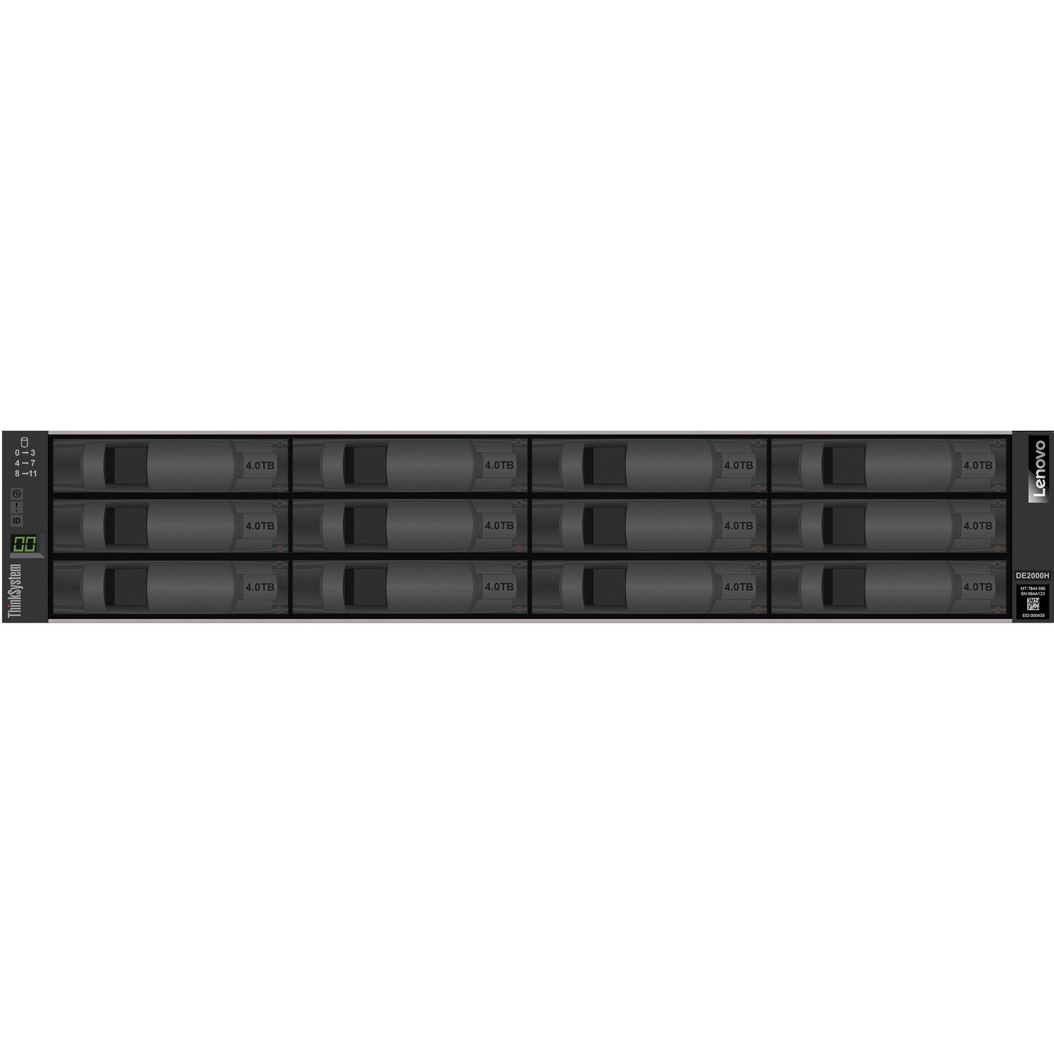 Lenovo ThinkSystem DE2000H 12 x Total Bays DAS/SAN Storage System - 2U Rack-mountable