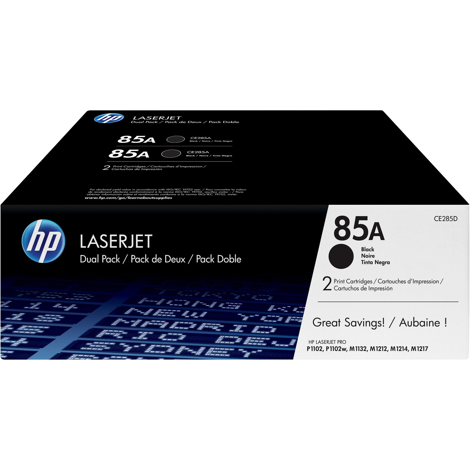 HP 85A Original Laser Toner Cartridge - Black - 2 / Carton