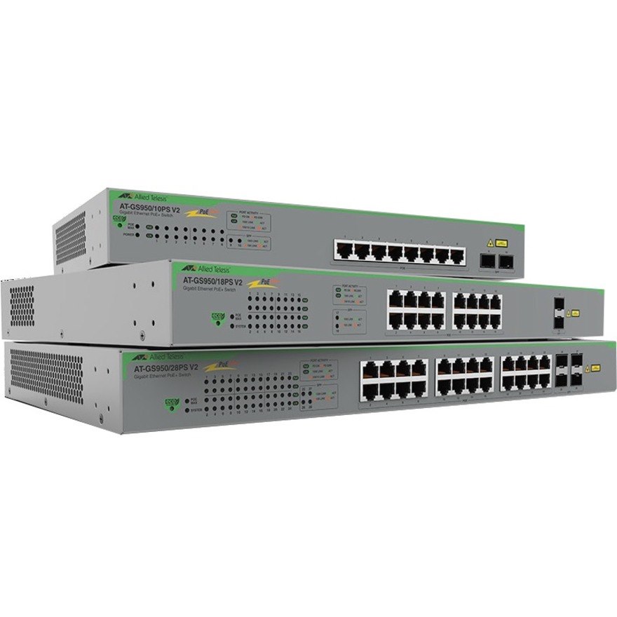 Allied Telesis GS950/10PS V2 WebSmart Gigabit PoE+ Switch