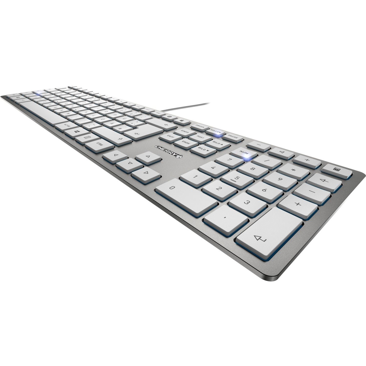 CHERRY KC 6000 SLIM Keyboard - Cable Connectivity - USB Interface - English (UK) - Silver