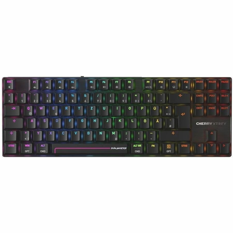 CHERRY XTRFY G8E-3885 Gaming Keyboard - Tenkeyless - Wired/Wireless Connectivity - USB Interface - RGB LED - Pan-Nordic - Black