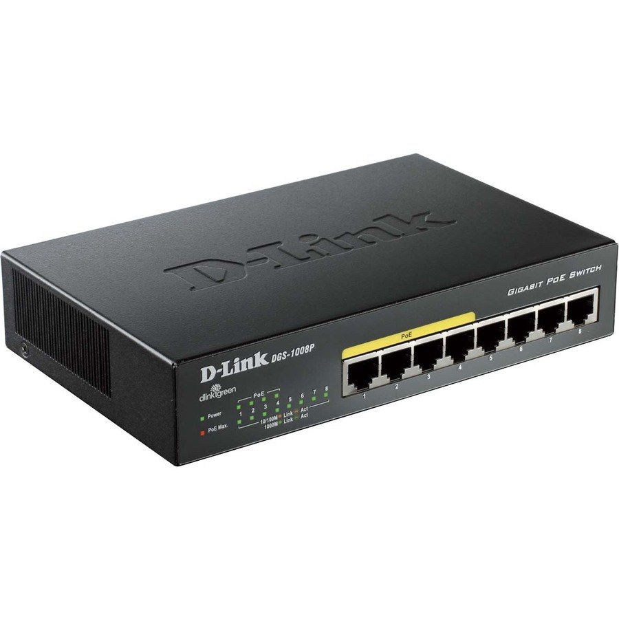 D-Link DGS-1008P 8-Port Gigabit Metal Desktop Switch with 4 PoE Ports