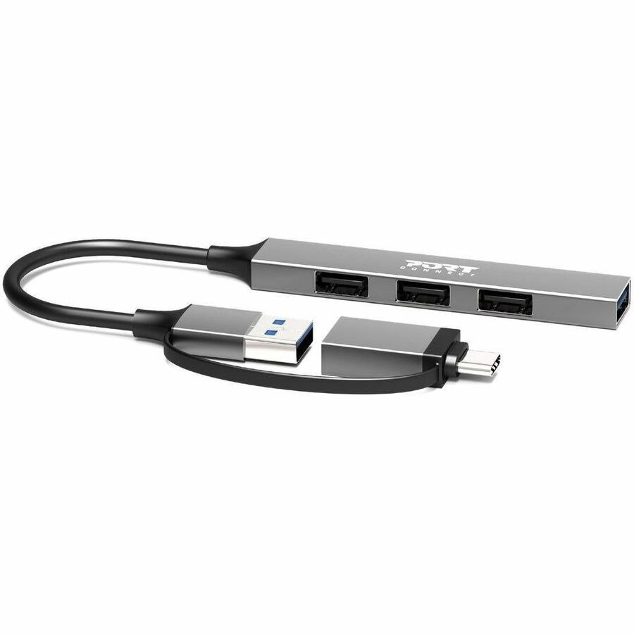 Port USB Hub - USB Type C, USB Type A - 60 MB/s, 640 MB/s - Mouse, Keyboard, Hard Drive, Flash Drive