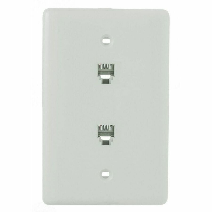 Hubbell Plate, Midsize,W/2Jks,6Pos,4Con,S/Trm,Wh
