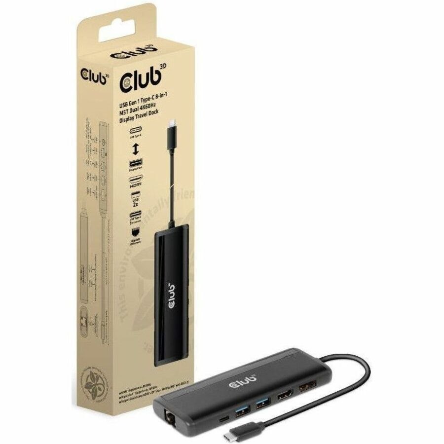 Club 3D USB Gen 1 Type-C 8-in-1 MST Dual 4K60Hz Display Travel Dock