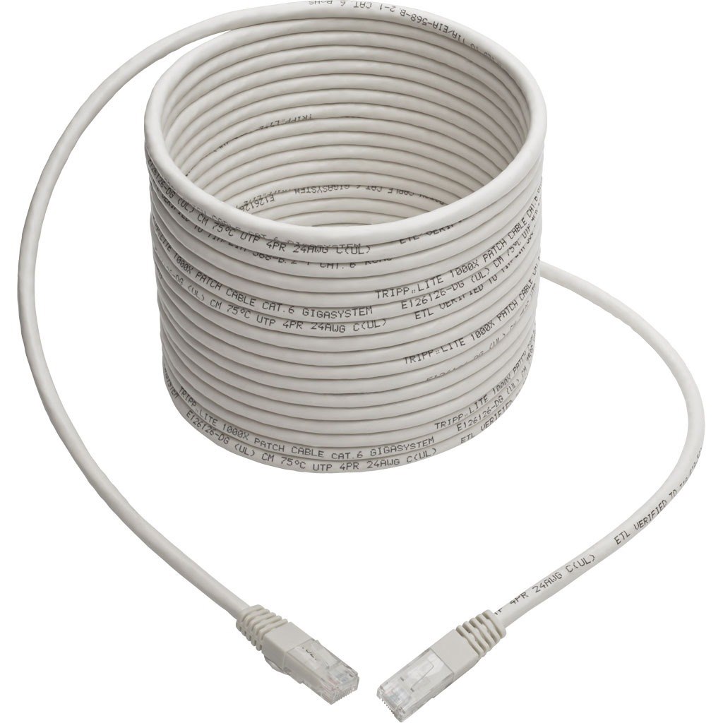 Eaton Tripp Lite Series Cat6 Gigabit Molded (UTP) Ethernet Cable (RJ45 M/M), PoE, White, 25 ft. (7.62 m)