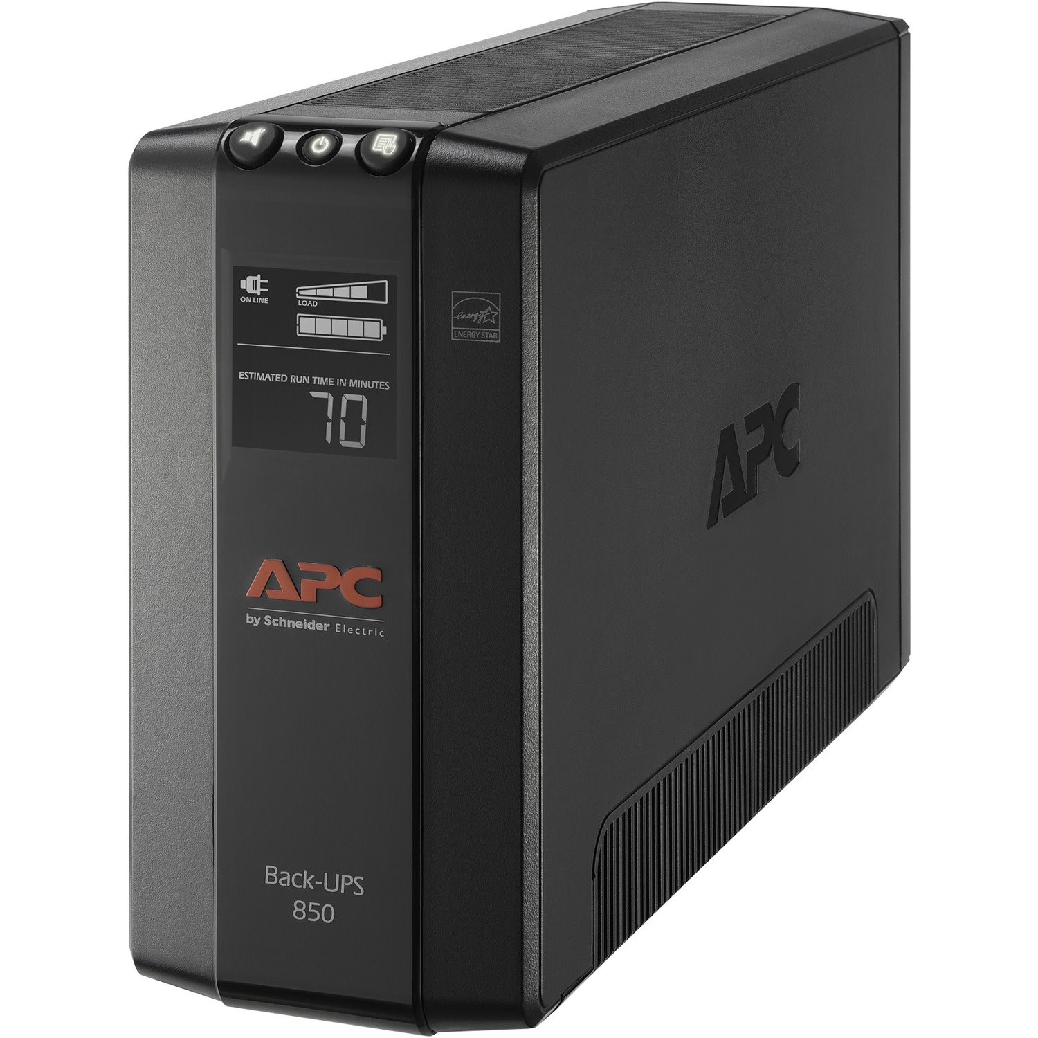 APC Back-UPS 850, Compact Tower, 850VA, 120V, AVR, LCD, 8 NEMA outlets (4 surge)