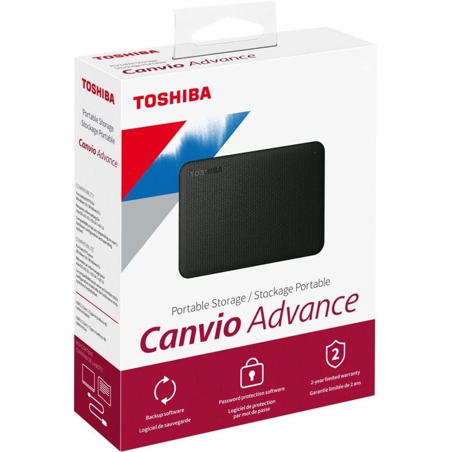 Toshiba Canvio Advance HDTCA10XR3AA 1 TB Portable Hard Drive - External - Red