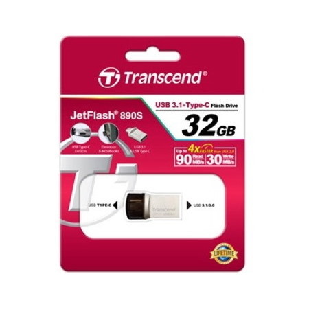 Transcend JetFlash 890 32 GB USB 3.1, USB Flash Drive - 256-bit AES