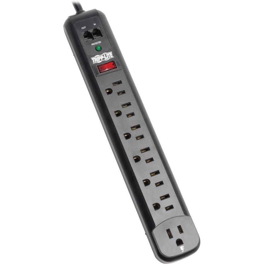 Eaton Tripp Lite Series Protect It! 7-Outlet Surge Protector, 6 ft. (1.83 m) Cord, 1080 Joules, Modem/Fax Protection, Black Housing