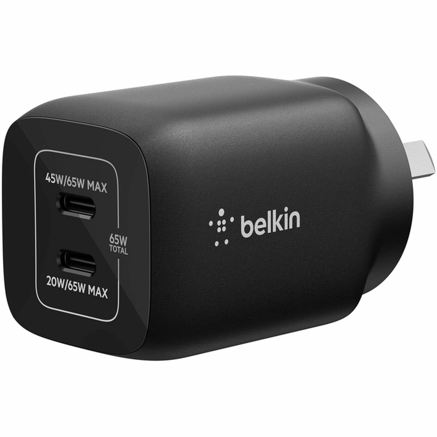 Belkin Gaming Dual Usb-C Wall Charger 65W (45W + 20W) For Nintendo Switch 2 - Black (ENA007auBK), Compact, Travel-Friendly, 2 Years Warranty