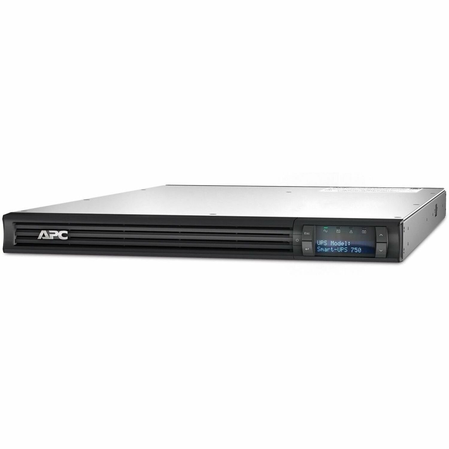 APC Smart-UPS, Line Interactive, 750 VA, LCD, Rackmount 1U, 120V, 4x NEMA 5-15R outlet, USB, AVR, Short Depth