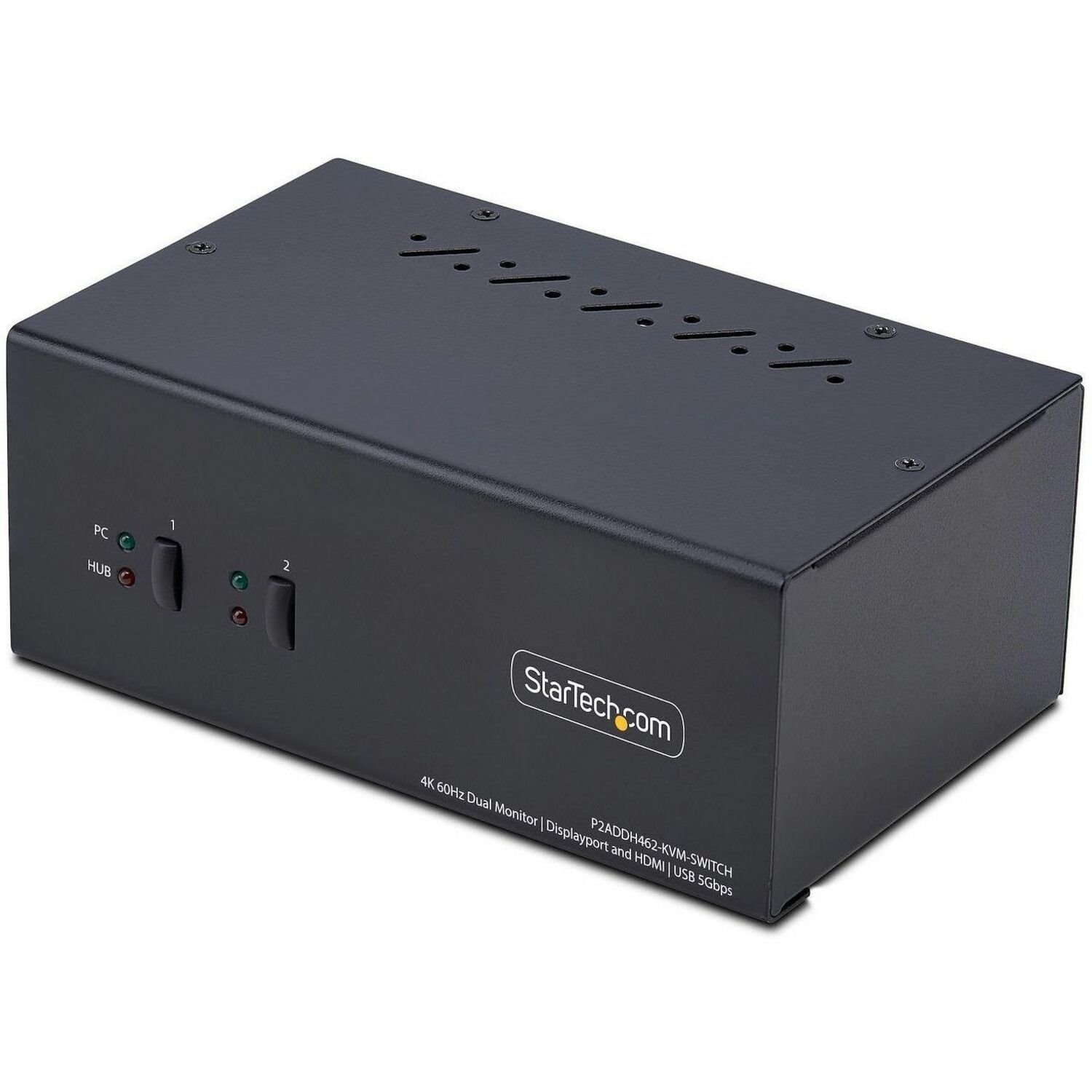 StarTech.com 2-Port Dual-Monitor DisplayPort and HDMI KVM Switch, 4K 60Hz, 2-Port USB 5Gbps Hub, 2x USB HID Ports, Hotkeys, TAA Compliant