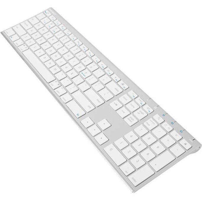 Macally Rechargeable Aluminum Quick Switch Bluetooth Keyboard For Three Devices
