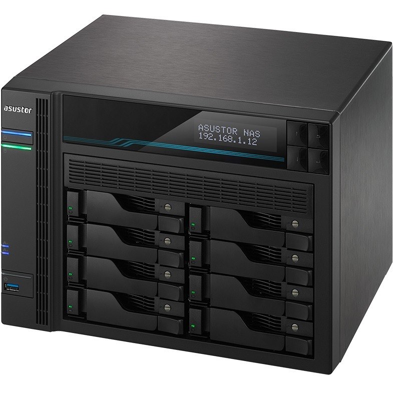 Asustor Lockerstor 8 AS6508T - 8 Bay NAS, 2.1GHz Quad-Core, 2 M.2 NVMe SSD Slot, 10GbE Port, 2.5GbE Port, 8GB RAM DDR4, Enterprise Network Attached Storage (Diskless)