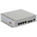 Omnitron Systems OmniConverter 10GPoE+/M PoE+, 2xSFP/SFP+, 4xRJ-45, 1xDC Powered Wide Temp