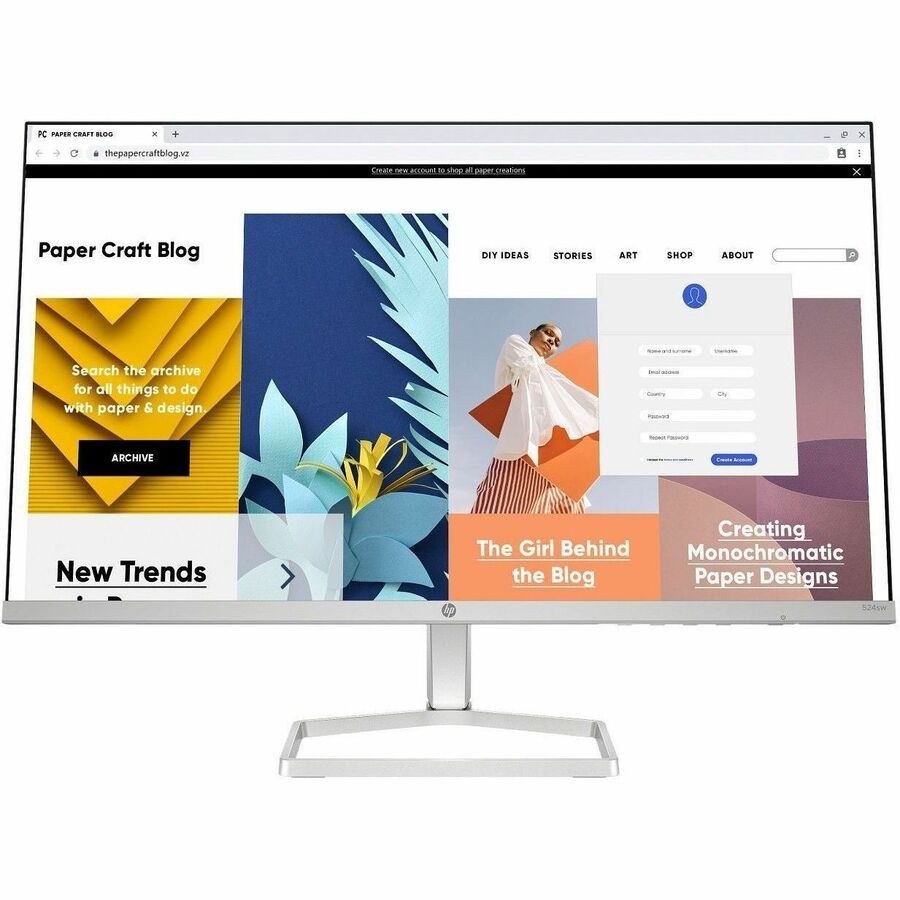HP 524sw 24" Class Full HD LED Monitor - 16:9 - White