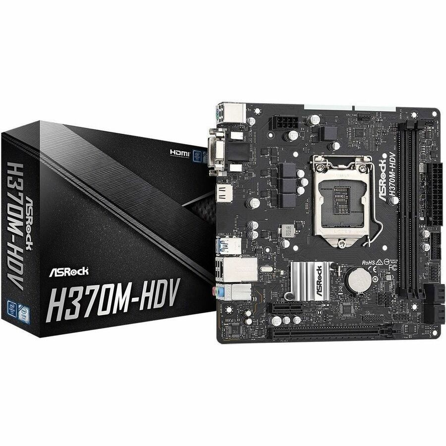 ASRock H370M-HDV Desktop Motherboard - Intel H370 Chipset - Socket H4 LGA-1151 - Micro ATX