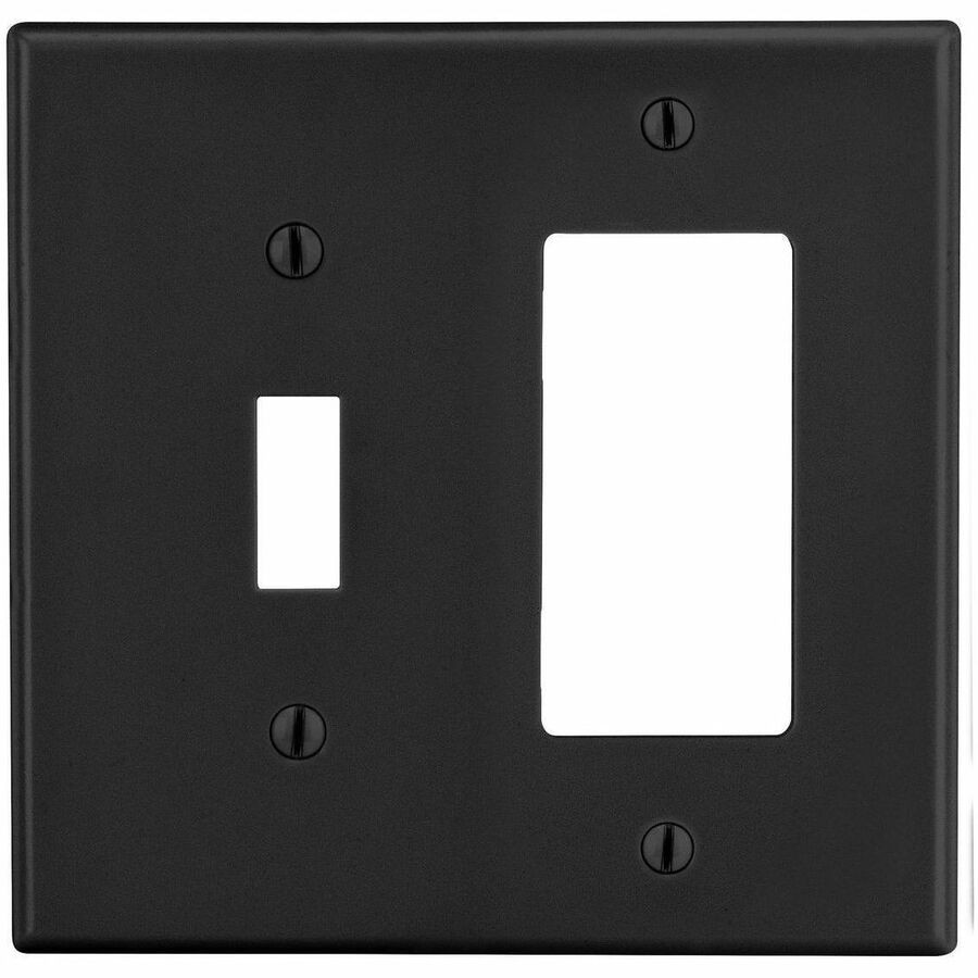 Bryant Wallplate, Mid-Size 2-Gang, 1) Toggle 1) Decorator, Black