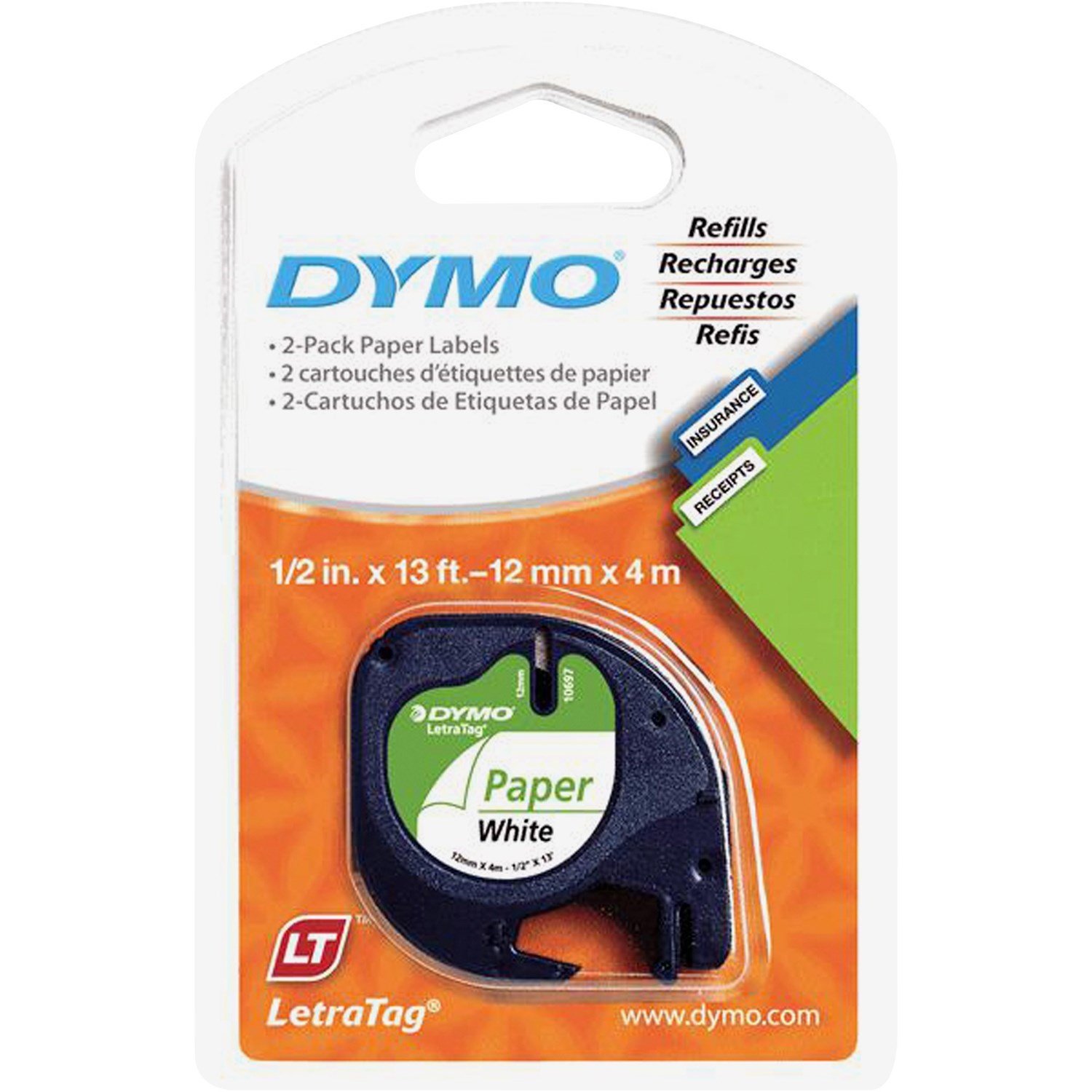 Dymo 1/2In X 13Ft.Letratag White