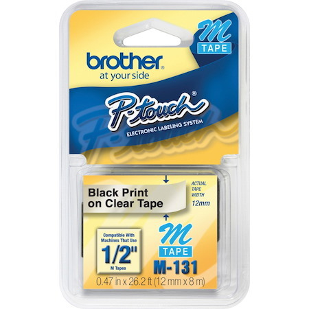 P-touch P-touch System 1/2" Black on Clear M Tape