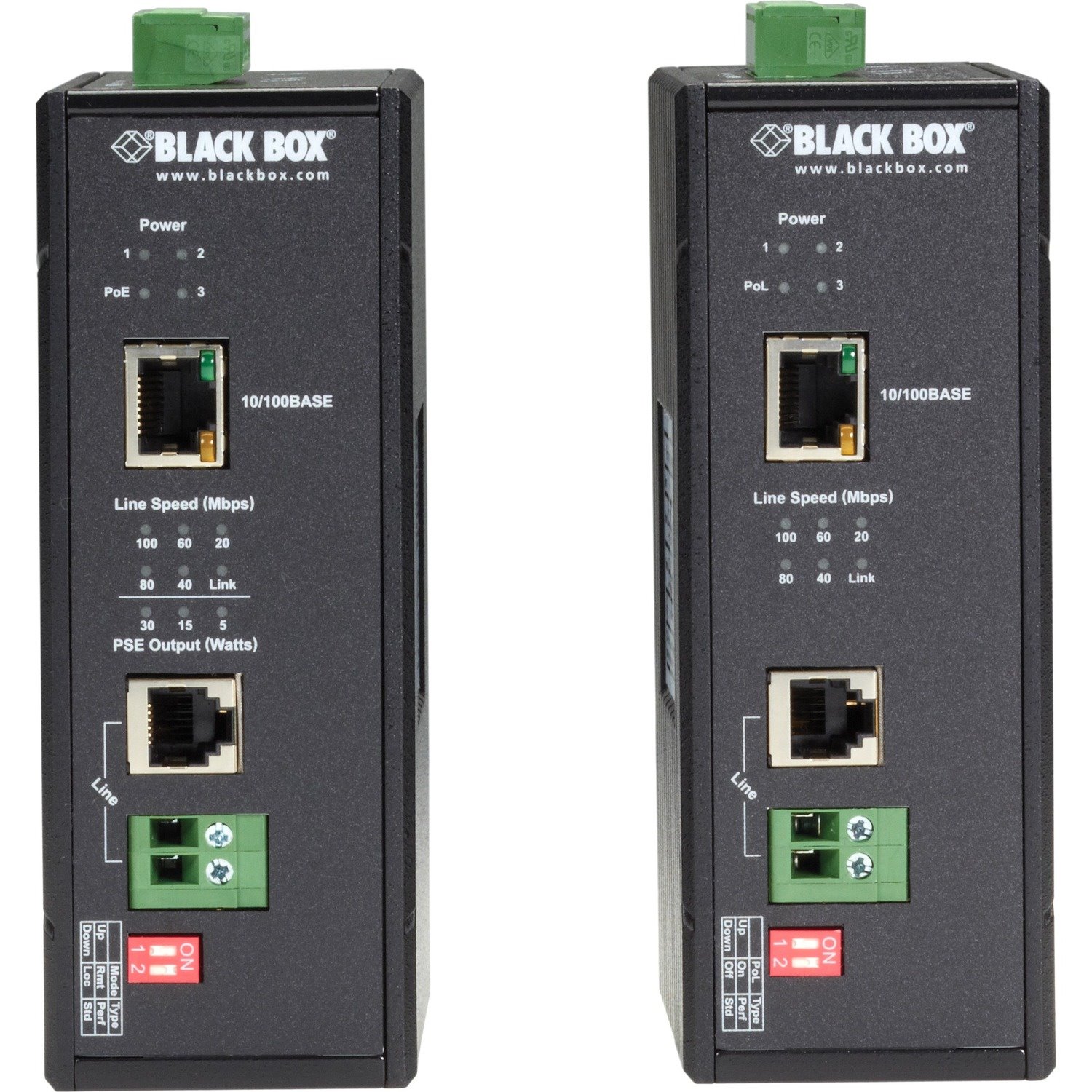 Black Box Hardened Power-over-Line (PoL) PoE Ethernet Extender Kit