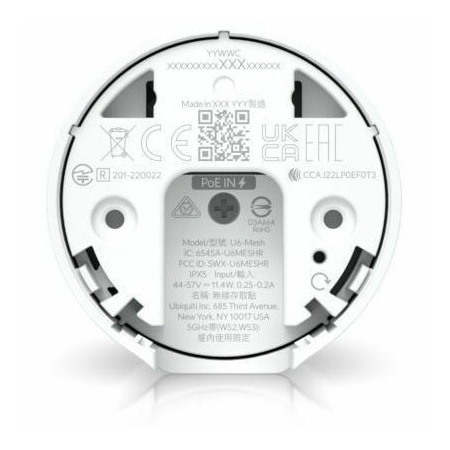 Ubiquiti U6 Mesh Dual Band Wi-Fi 6 IEEE 802.11 a/b/g/n/ac/ax 5.25 Gbit/s Wireless Access Point - Indoor/Outdoor
