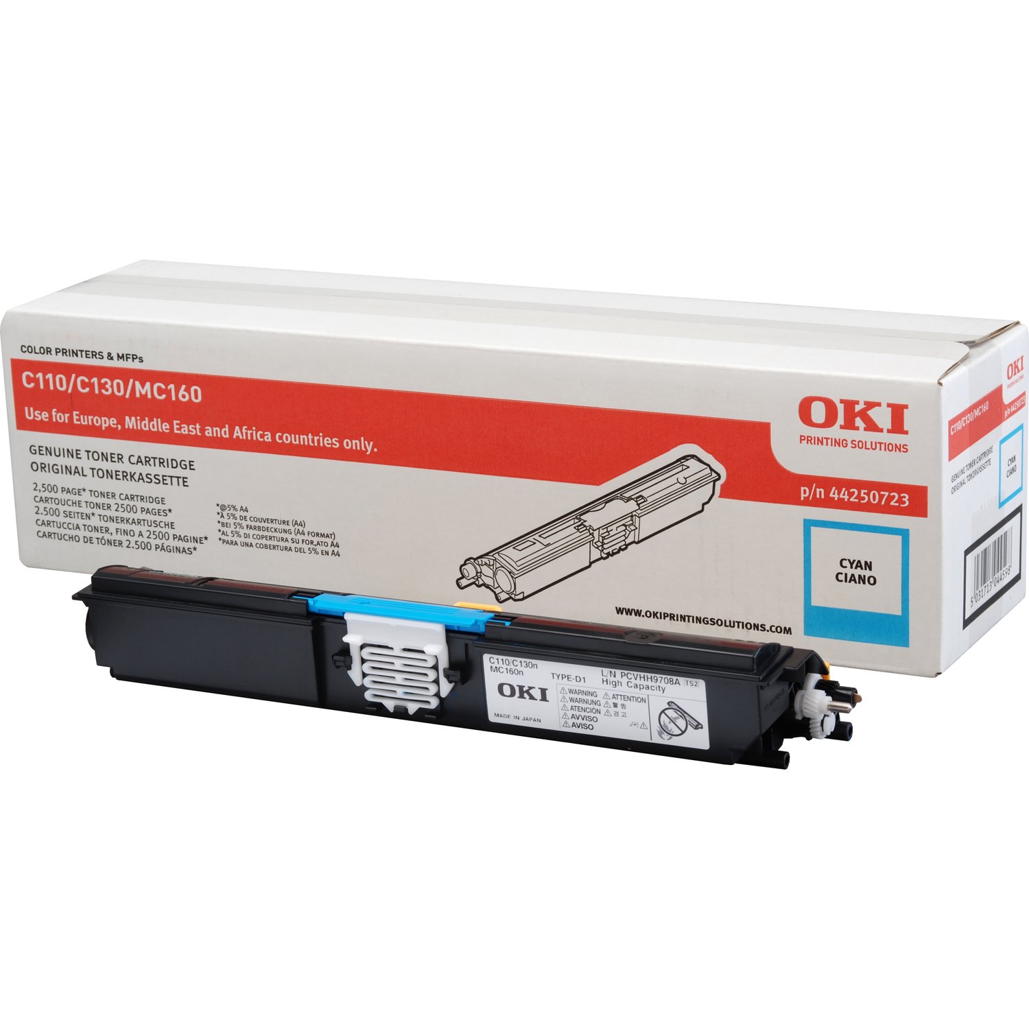 Oki 44250723 Original Laser Toner Cartridge - Cyan Pack