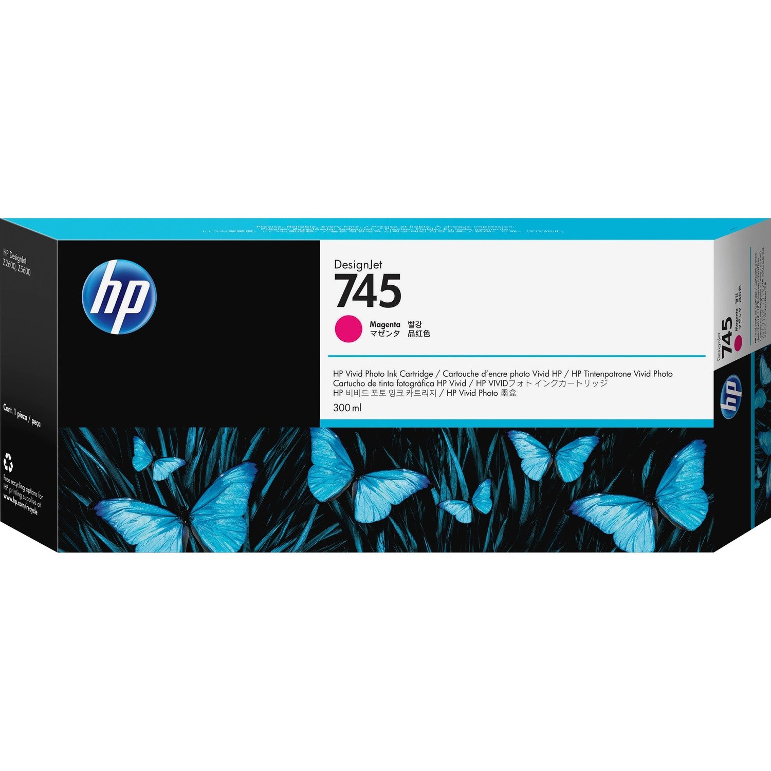 HP 745 (F9K01A) Original Inkjet Ink Cartridge - Magenta - 1 Each