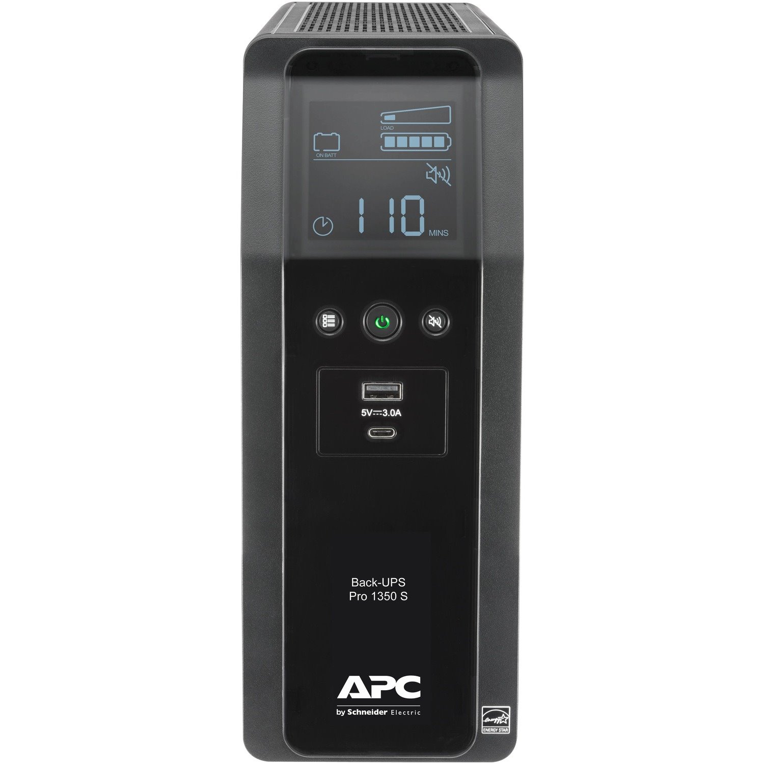 APC Back-UPS Pro, 1350VA/810W, Tower, 120V, 10x NEMA 5-15R outlets, Sine Wave, AVR, USB Type A + C ports, LCD, User Replaceable Battery