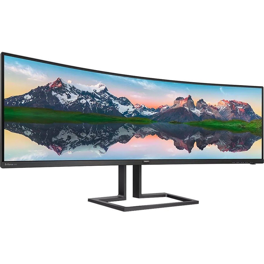 Philips 498P9Z 49" Class Dual Quad HD (DQHD) Curved Screen LCD Monitor - 32:9 - Textured Black