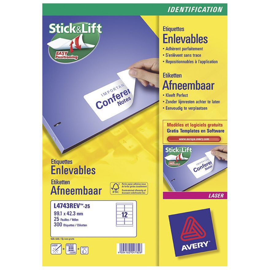 Avery Stick&Lift L4743REV ID Label