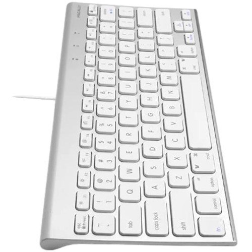 Macally Compact Brushed Metal USB Wired Keyboard For Mac And PC