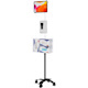 CTA Digital Compact Security Gooseneck Floor Stand for 7-13 Inch Tablets with Sanitizing Station & Automatic Soap Dispenser