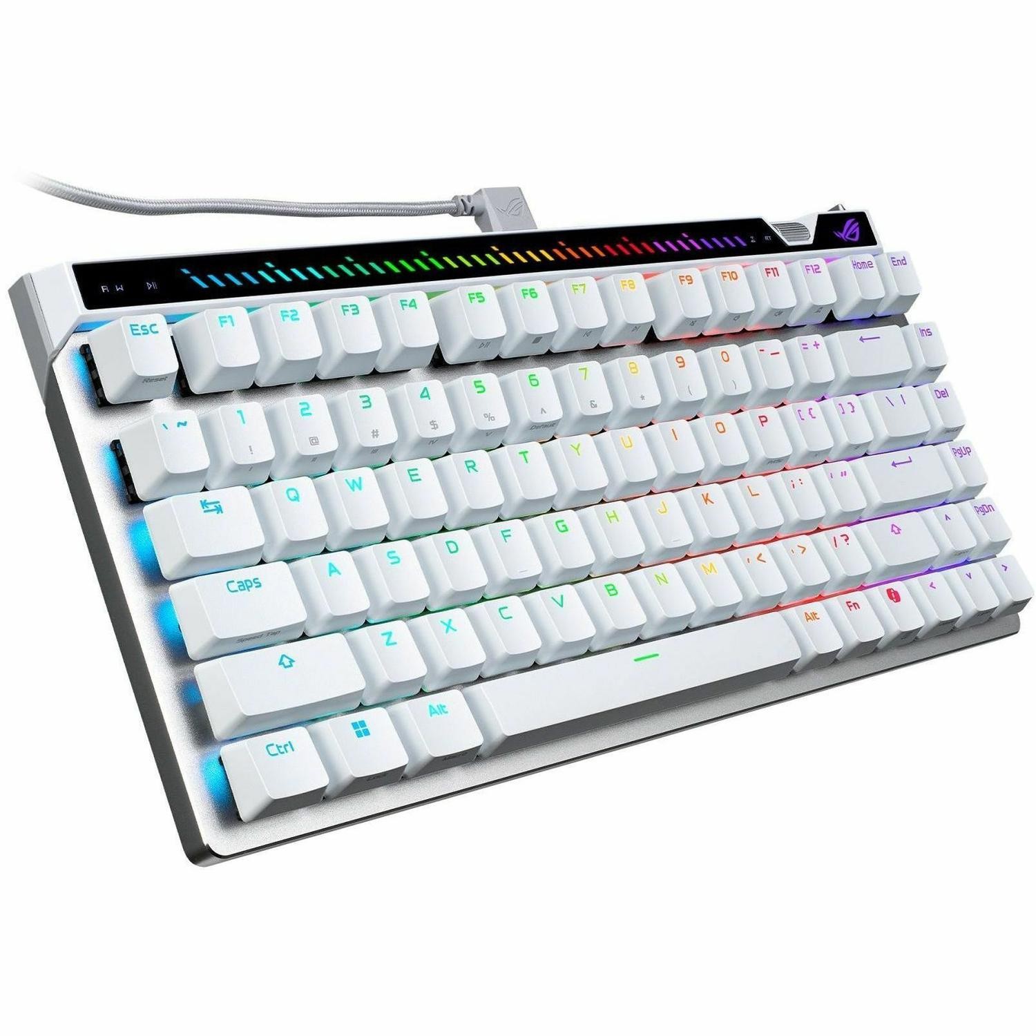 Asus ROG Falchion Ace 75 HE Gaming Keyboard - Cable Connectivity - USB 2.0 Interface - White
