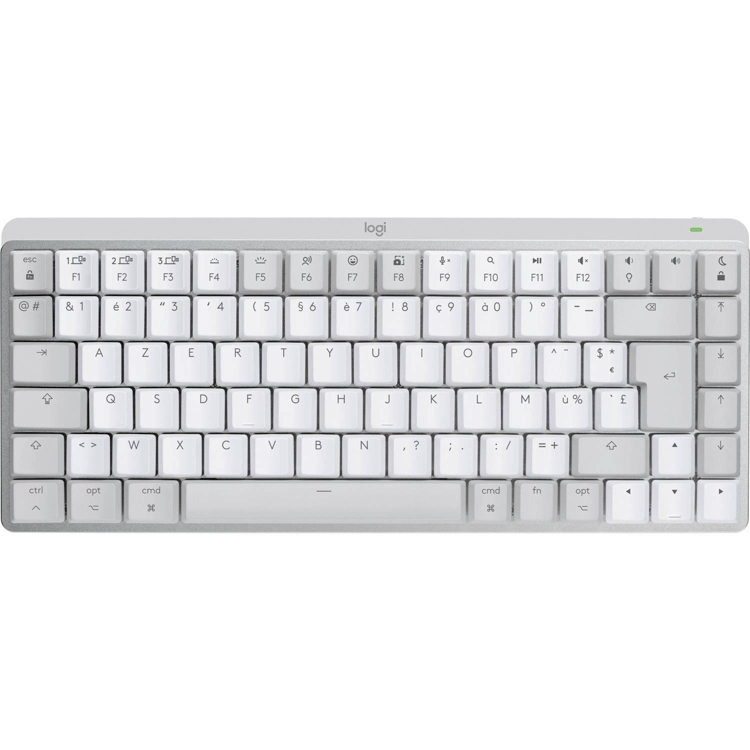 Logitech MX Mechanical Mini Keyboard - Wireless Connectivity - USB Type C Interface - LED - Danish, Norwegian, Swedish, Finnish - QWERTY Layout - Light Grey
