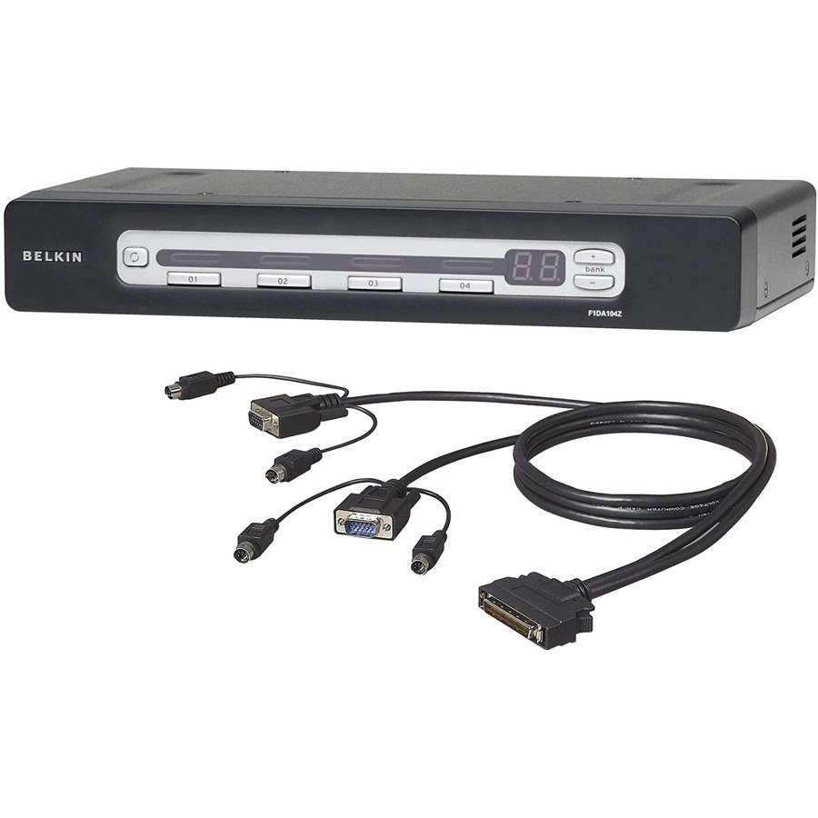 Belkin PRO3 4-Port KVM Switch PS/2 & USB In/Out Bundled with PS/2 Cables