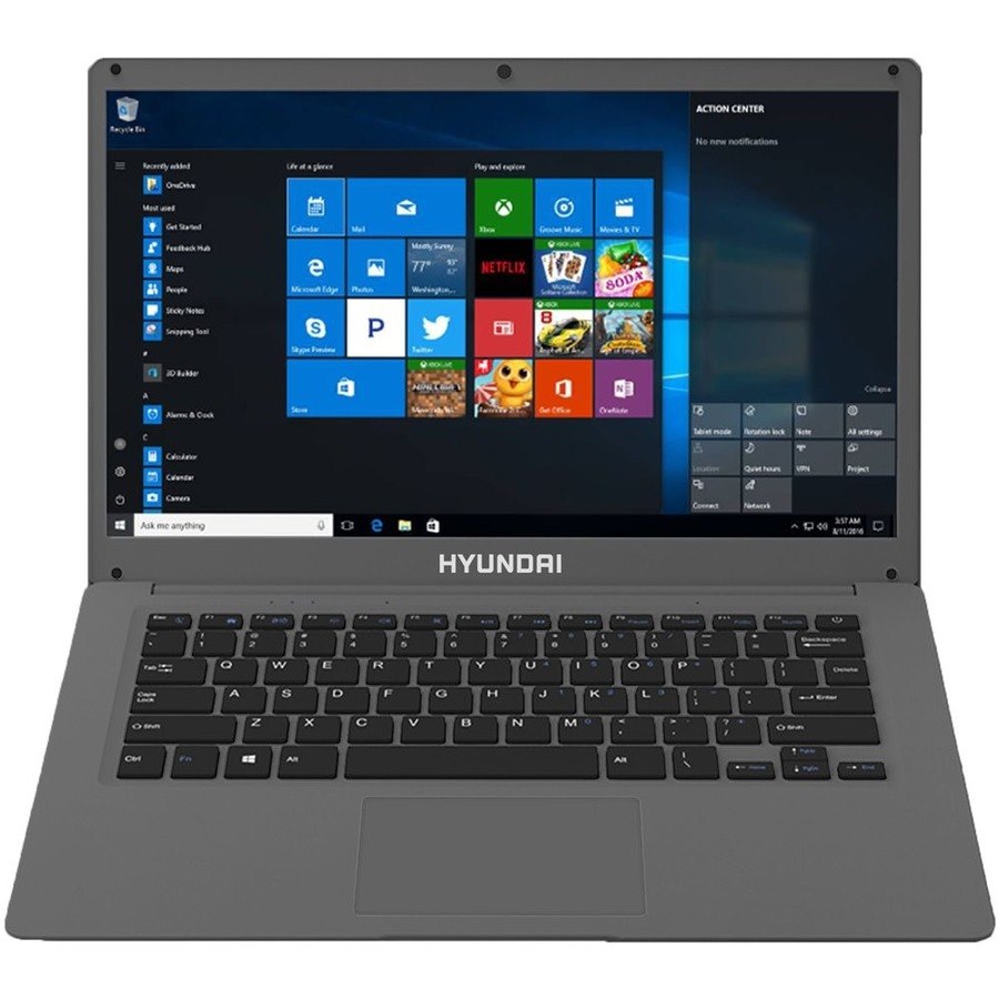 Hyundai HyBook 14.1" Celeron Laptop, 8GB RAM, 128GB SSD, Front Webcam, RJ45, Windows 10 Home, WiFi, Space Grey