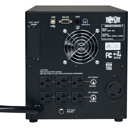 Tripp Lite by Eaton SmartPro 120V 3kVA 2.25kW Line-Interactive Sine Wave UPS, Tower, Network Card Options, USB, DB9 Serial