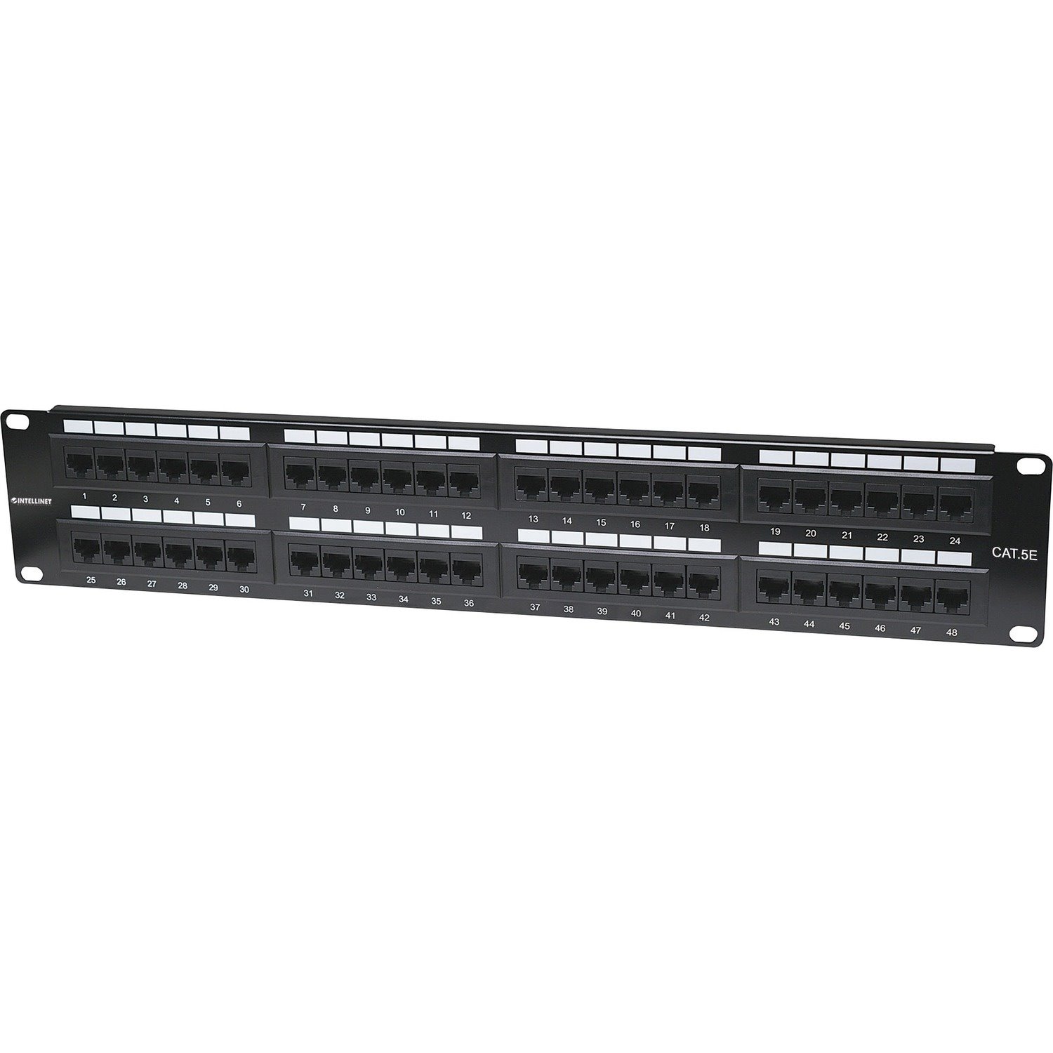 Intellinet Patch Panel, Cat5e, UTP, 48-Port, 2U, Black