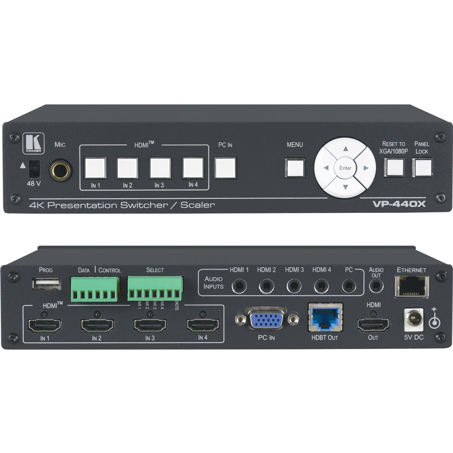 Kramer VP-440X 18G 4K Presentation Switcher/Scaler with HDBaseT & HDMI Simultaneous Outputs