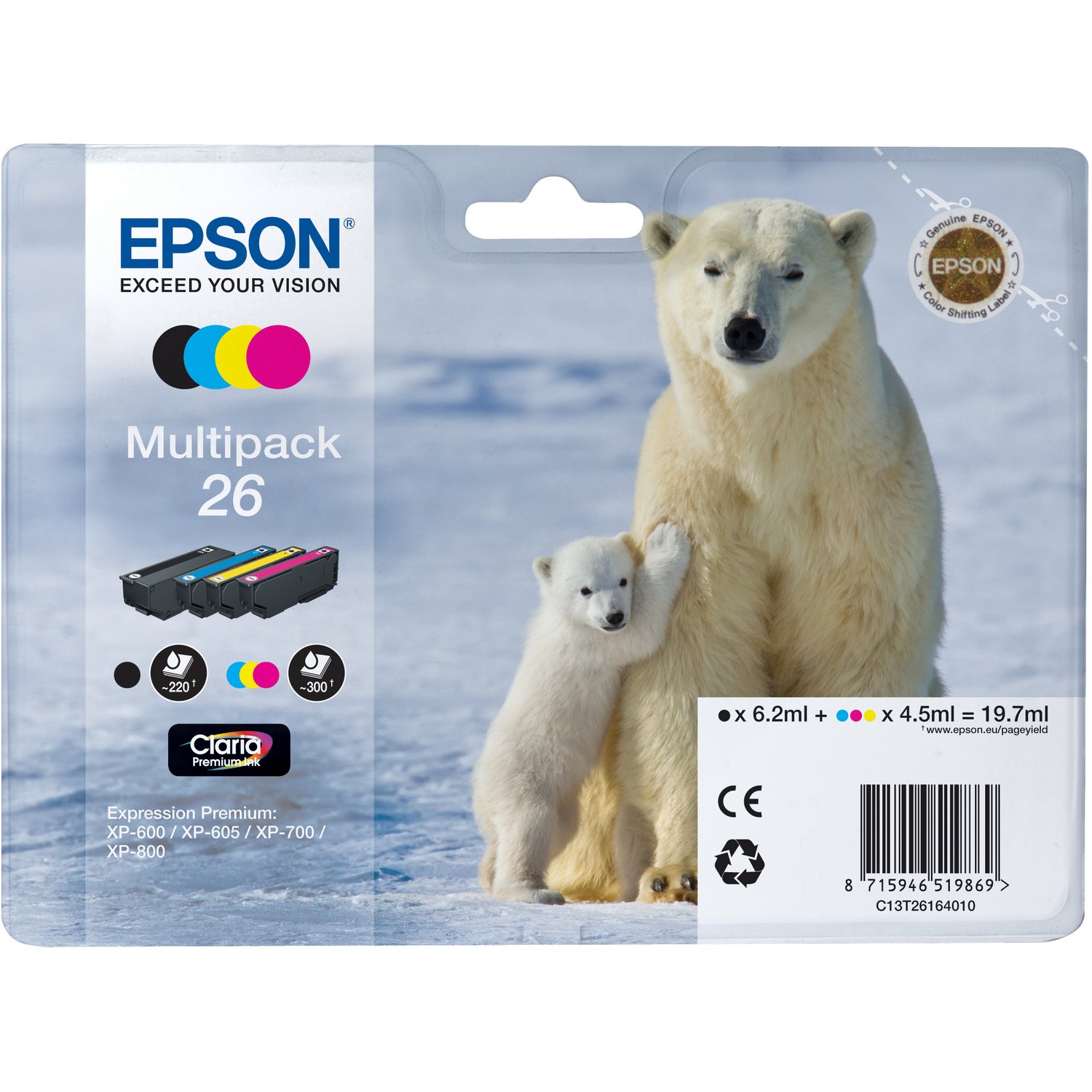 Epson Claria 26 Original Inkjet Ink Cartridge - 4 / Pack