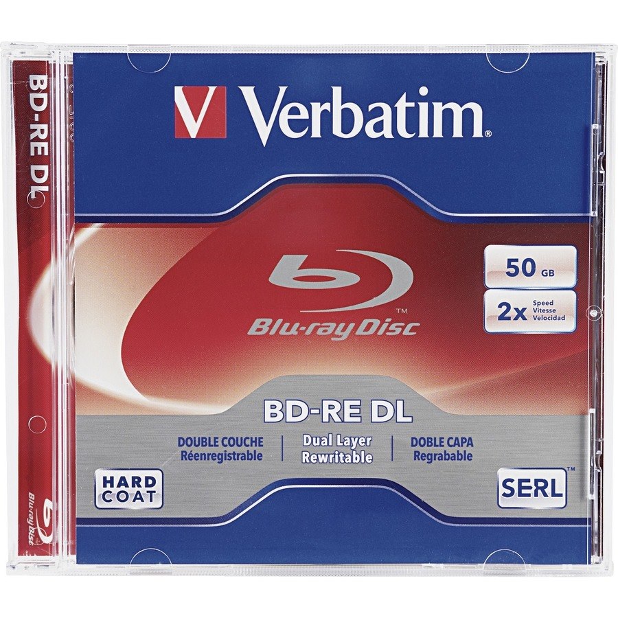 Verbatim BD-RE DL 50GB 2X with Branded Surface - 1pk Jewel Case